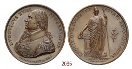 Accademia di belle arti Francesi di Roma per Luigi XVIII restauratore, 1815, Roma op. Brandt, Æ 53,87g. Ø47,8mm. [5,0mm. LVDOVICVS XVIII - CONSERVATOR...