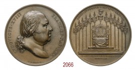Anniversario della prima restaurazione di Luigi XVIII sul trono di Francia 1815, Parigi op. Andrieu & Dubois, Æ 68,46g. Ø50,3mm. [4,5mm. LVDOVICVS•XVI...