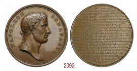 Napoleone all' isola di Sant'Elena, 1815, Londra op. Halliday, Æ 60,82g. Ø54,2mm. [3,5mm. NAPOLEON BONAPARTE Testa laureata a d., nel troncato, HALLID...