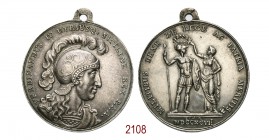 Per la ricompensa di atti al valore militare, 1797, Napoli, AR 22,25g. Ø36,1mm. [2,4mm. FERDINANDUS IV UTRIUSQ.SICILIAE REX P.F.A. Busto corazzato del...