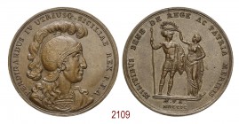 Decorazione militare per le milizie del cardinale Ruffo, 1799, Napoli, Æ 23,77g. Ø37,4mm. [2,4mm. FERDINANDUS IV UTRIUSQ• SICILIAE REX P•F•A•, busto c...