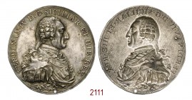 Ferdinando IV ritorna nel Regno di Napoli con l'aiuto degli Inglesi 1799, Napoli op. Kuchler, Conrad Henrich. AR 6,44g. Ø45,6 mm. Placchetta. FERDINAN...