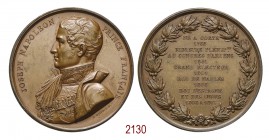 Omaggio a Giuseppe Napoleone (1768-1844), 1813, Parigi op. Dubois & Denon, Æ 59,32g. Ø50,8mm. [4,3mm. JOSEPH NAPOLEON PRINCE FRANCAIS Busto a s. con c...
