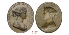 In omaggio a Carolina Bonaparte moglie di Gioacchino Murat, 1808, Parigi, Æ 3,44g. Ø38,1 x 32,1mm. Placchetta ovale. M• A• CAROLINE REINE DE NAPLES ET...