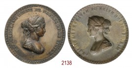 In onore di maria Assunta Carolina Bonaparte moglie di Gioacchino Murat, 1808, Parigi, Æ 6,09g. Ø49,8 mm. Placchetta. M•A•CAROLINE REINE DE NAPLES ET ...
