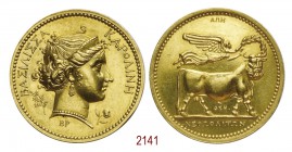 In onore della regina Carolina Annunziata Bonaparte moglie di Gioacchino Murat 1808, Parigi op. Brenet, Oro 12,24g. Ø22,6mm. [2,0mm. BASILISSA KAROLIN...