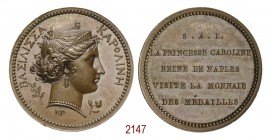 Carolina Bonaparte visita la zecca di Parigi 1808, Parigi op. Brenet, Æ 6,47g. Ø22,5mm. [2,3mm. Come precedente. ↑. Bramsen 773. Julius 1882. Essling ...