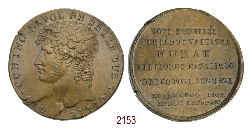 Voti pubblici per la piazza Murat 1809, Napoli op. Rega, d'Andrea, Arnaud, Æ 27,...