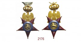 Ordine Reale delle Due Sicilie, Fondato da Giuseppe Napoleone, Re delle Due Sicilie, nel 1806. Croce da Cavaliere, in oro e smalti con nastro. Napoli,...