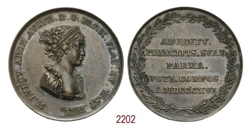 Ingresso di Maria Luigia d'Austria a Parma 1816, Parma op. Vighi, Æ 23,11g. Ø36,...