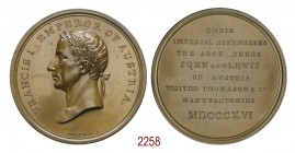 Gli Arciduchi Giovanni e Luigi d'Austria visitano alla zecca privata di Thomason & Co. 1816, Londra op. Halliday, Æ 61,72g. Ø53,9mm. [3,6mm. FRANCIS I...