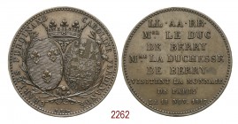 Visita del Duca e della Duchessa di Berry alla Zecca di Parigi 1817, Parigi op. Tiolier, Æ 23,20g. Ø37,2mm. [2,8mm. Modulo da 5 franchi. CHARLES FERDI...