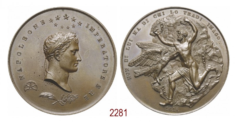 Napoleone a Sant’Elena, 1816, Milano, Æ 205,05g. Ø76,3mm. [6,4mm. NAPOLEONE IMPE...