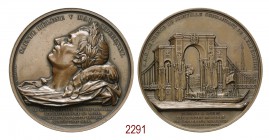 Passaggio dei resti mortali di Napoleone a Rouen, 1840, Rouen op. Depaulis, Æ Ø63,8mm. SAINTE HELENE V MAI MDCCCXXI, in esergo "Je desire que mes cend...