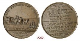 Traslazione agli invalidi delle spoglie di Napoleone, 1840, Parigi, Æ 60,89g. Ø51,5mm. [4,8mm. L'EXIL ABRÉGEA SES JOURS•, un veliero lascia l'isola di...