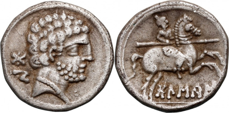 Iberian Peninsula, Bolscan, Denarius 80-72 BC Weight 4,50 g, 18 mm.&nbsp;A rare ...