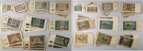 Generalne Gubernatorstwo, 1-500 złotych zestaw banknotów (62 sztuki) Komplet nominałowy. W zestawie m.in. 50 złotych z 1940 roku, seria D. 
Grade: od...