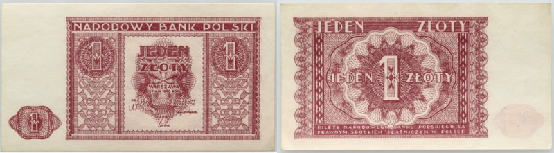 PRL, 1 złoty 15.05.1946 Bez oznaczenia serii i numeracji. Ugięty prawy dolny nar...