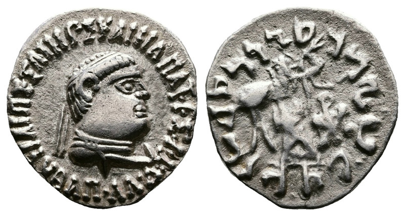 Baktria, Indo-Greek Kingdom, Apollodotos II, circa 80-65 BC. AR Drachm (17 mm, 2...