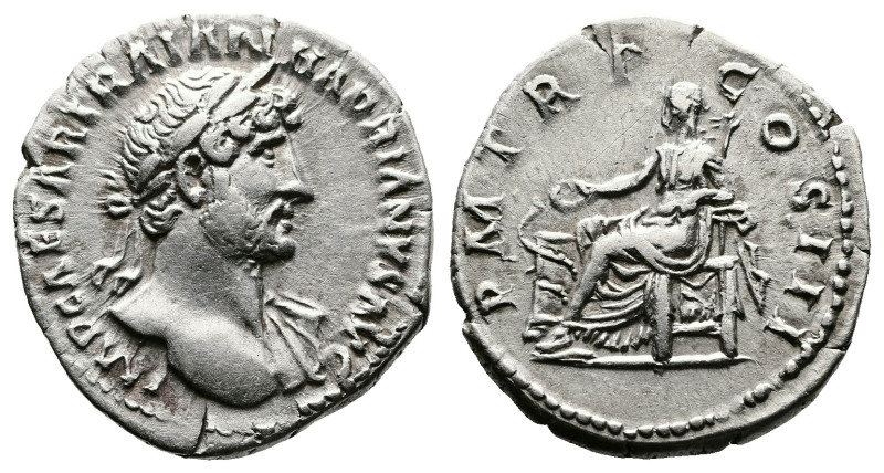 Hadrian, 117-138 AD. AR Denarius (19 mm, 3,10 g.) Rome, circa. 119- 120 AD. IMP ...