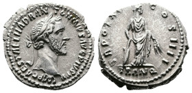 Antoninus Pius. 138 - 161 AD. AR Denarius. (19 mm, 3,30 g.). Rome, 150-151 AD. IMP CAES T AEL HADR ANTONINVS AVG PIVS P P, laureate head right. Rev. T...