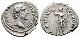 Antoninus Pius. 138 - 161 AD. AR Denarius. (19 mm, 3,08 g.). Rome, 140-144 AD. ANTONINVS AVG PIVS P P TR P COS III, bare head of Antoninus Pius to rig...