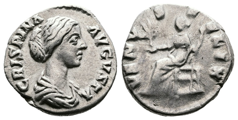 Crispina, AR Denarius ( 17mm, 3,09 g.). Rome, 178-191 AD. CRISPINA AVGVSTA, drap...