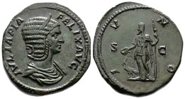 Julia Domna, wife of Septimius Severus, mother of Caracalla and Geta. AE Sestertius (32 mm, 28,8 g.). Rome, 211-217 AD. Struck under Caracalla IVLIA P...