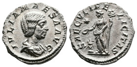 Julia Maesa, 218-224/5 AD. AR Denarius (18 mm, 3,05 g.), Rome, 220-222 AD. IVLIA MAESA AVG Draped bust of Julia Maesa to right. Rev. SAECVLI FELICITAS...