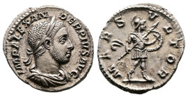 Severus Alexander, 222-235 AD. AR Denarius (19 mm, 2,94 g.). Rome, 232 AD. IMP ALEXAN-DER PIVS AVG Laureate, draped and cuirassed bust of Severus Alex...
