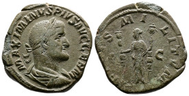 Maximinus I 'Thrax', 235-238 AD. AE Sestertius (31 mm, 16,76 g.). Rome, 236 AD. MAXIMINVS PIVS AVG GERM Laureate, draped and cuirassed bust of Maximin...