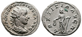 Gordian III 238-244 AD. AR Antoninianus (22 mm, 4,41 g.). Rome, 241-243 AD. IMP GORDIANVS PIVS FEL AVG Radiate, draped and cuirassed bust of Gordian I...