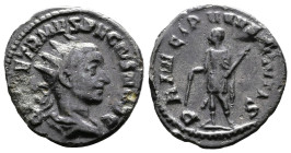 Herennius Etruscus, as Caesar, 250-251 AD. Billon Antoninianus (22mm, 3,55 g.). Rome. Q HER ETR MES DECIVS NOB C, radiate and draped bust of Herennius...