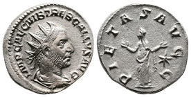 Trebonianus Gallus 251-253 AD. AR Antoninianus (21 mm, 3,24 g.). Rome, 251-252 AD. IMP C C VIB TREB GALLVS AVG Radiate, draped and cuirassed bust of T...