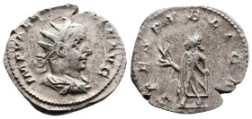 Valerian I, 253-260 AD. AR Antoninianus (21 mm, 3,26 g.). Mediolanum, 257 AD. IMP VALERIANVS P AVG, radiate, draped bust of Valerian I to right. Rev. ...