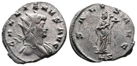 Gallienus, 253 - 268 AD. Silvered Bronze Antoninianus. (22mm, 4,26 g.). Mediolanum, 266-268 AD. GALLIENVS AVG, radiate head to right. Rev. SALVS AVG, ...