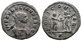 Aurelian, 270-275 AD. Silvered Bronze Antoninianus (23 mm, 3.74 g.). Serdica, 272 AD. IMP AVRELIANVS AVG Radiate and cuirassed bust of Aurelian to rig...