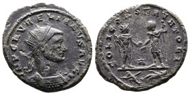Aurelianus, 270-275 AD. AE Antoninianus (23 mm, 3,92 g.). Cyzicus. IMP C AVRELIANVS AVG Bust of Aurelian right, radiate, cuirassed. Rev. SOLI CONSERVA...