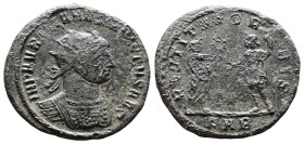 Aurelian, 270-275 AD. Silvered Bronze Antoninianus (23 mm, 3,27 g.). Serdica, November 274 AD.-September 275 AD. IMP AVRELIANVS INVICTVS AVG Radiate a...