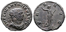 Tacitus, 275-276 AD. AE Antoninianus (22 mm, 3,44 g.). Siscia, 275 AD. IMP C M CLA TACITVS AVG Radiate, draped and cuirassed bust of Tacitus to right....