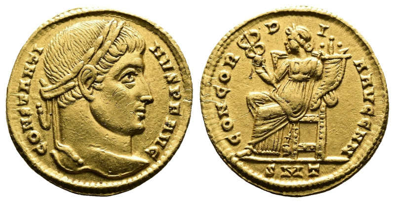 Constantine I, AD 307-337. Gold Solidus. (18,2 mm. 4,43 g.). Ticinum. CONSTANTIN...