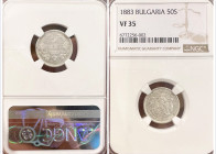 Alexander I Battenberg 1879-1886. Silver 50 Stotinki, 1885.