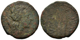 Sicily, Lilybaion, c. 200-150 BC. Æ (23mm, 8.6g). Laureate head of Apollo right; bow and quiver over shoulder. R/ ΛIΛYBAI / ITAN. Lyre. CNS 4-5; HGC 2...