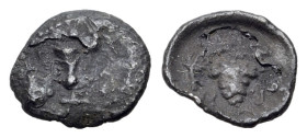 Sicily, Naxos, c. 415-403 BC. AR Trionkion - Tetras (7.5mm, 0.14g). Kantharos; three pellets (mark of value) around. R/ Grape bunch on vine. Cahn –; C...