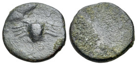 Islands off Sicily, Uncertain, 2nd century BC. Æ (15mm, 2.83g). Crab. R/ [Symbol of Tanit and kerykeion]. CNS (Lopadusa) 3; SNG Copenhagen (Africa) 48...