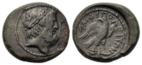 Macedon, Amphipolis, c. 148-132 BC. Æ (18,6mm, 5g). Laureate head of Zeus right, sceptre behind head. R/ AMΦIΠOΛEITΩN, eagle standing right on thunder...