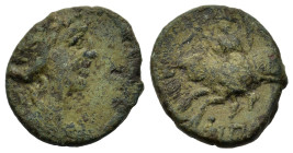 Macedon, Amphipolis. Mid-late 1st century BC. Æ (17mm 3,92g.). Draped bust of Artemis r.; bow and quiver over shoulder. R/ AΜΦΙΠΟΛΙΤΩΝ Artemis Tauropo...