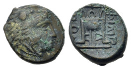 Macedon, Philippi, c. 356-345 BC. Æ (11,7mm, 1.6g).Head of Herakles right wearing lion skin. R/ ΦΙΛΙΠ-ΠΩΝ, tripod. SNG Copenhagen 300.