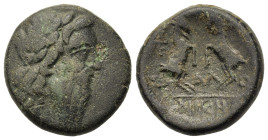 Macedon, Thessalonica, c. 187-168/7 BC. Æ (20,1mm, 7.9g). Laureate head of Zeus r. R/ Two goats contending. Touratsoglou, Macedonia 2; HGC 3, 726.