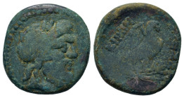 Macedon. Thessalonica, c. 187-168/7 BC. Æ (21,5mm, 7.82g). Laureate head of Zeus to r. R/ ΘΕΣΣΑΛΟ/ΝΙΚΗΣ Eagle, wings displayed, standing r. on thunder...
